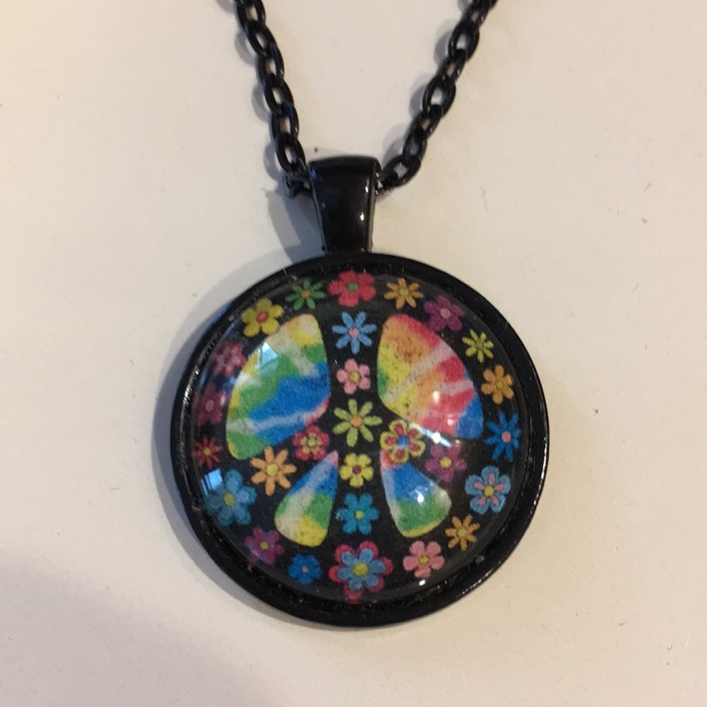 Hippie peace sign pendant